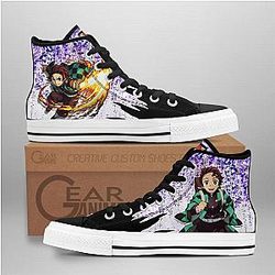 Demon Slayer Converse - Tanjiro High Top Shoes Wisteria Mix Manga | Anime Converse AG0512