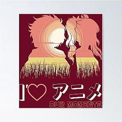 I love our moments 2 Anime style Couple T-Shirt Poster
