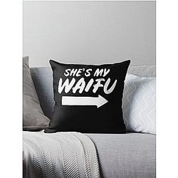 Mens Matching Couples Anime Boyfriend Shes My Waifu Shirt Throw Pillow