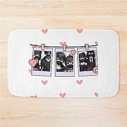 Cute anime couple polaroids Bath Mat