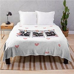 Cute anime couple polaroids Throw Blanket