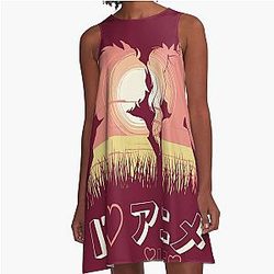 I love us Anime style Couple A-Line Dress
