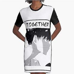 Together Forever Matching Anime Couples(MALE) Graphic T-Shirt Dress