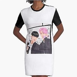 Ateez hyungline couples manga anime highschool boys sticker T-shirt posters fanart kpop Graphic T-Shirt Dress