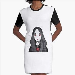 Gothic anime girl Graphic T-Shirt Dress