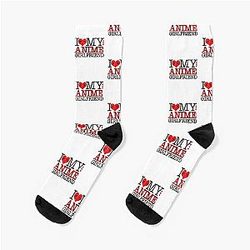 I Love My Anime Girlfriend I Heart My GF Valentines Day Couples Gift Socks