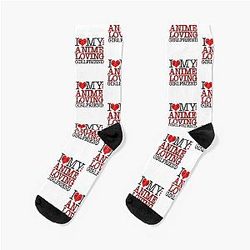 I Love My Anime Girlfriend I Heart My GF Valentines Day Couples Gift Socks