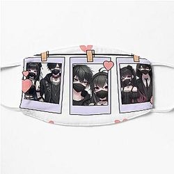Cute anime couple polaroids Flat Mask