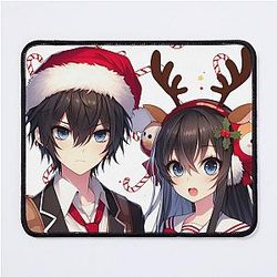 Christmas anime couple - winter Mouse Pad