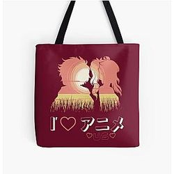 I love us Anime style Couple All Over Print Tote Bag