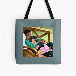 AFRO-ANIME illustration Interracial cupid   All Over Print Tote Bag