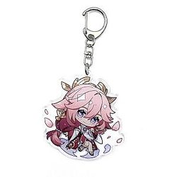 New Genshin Impact Yae Miko Figures Acrylic Keychain G Shaped Buckle Accessories Cute Bag Car Pendant Key Ring Game Fans Gift Official Merch