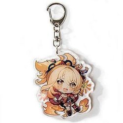 Genshin Impact Yoimiya Figures Acrylic Keychain G Shaped Buckle Accessories Cute Bag Car Pendant Key Ring Game Fans Gift Official Merch