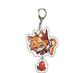Genshin Impact Tartaglia Cosplay Acrylic Keychain G Shaped Buckle Accessories Bag Car Pendant Key Ring Game Fans Gift Official Merch