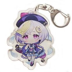 Genshin Impact Qiqi Figures Acrylic Keychain G Shaped Buckle Accessories Cute Bag Car Pendant Key Ring Game Fans Gift Official Merch