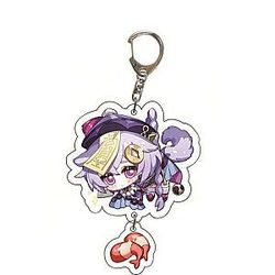 Genshin Impact Qiqi Cosplay Acrylic Keychain G Shaped Buckle Accessories Bag Car Pendant Key Ring Game Fans Gift Official Merch