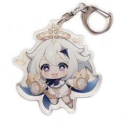 Genshin Impact Paimon Figures Acrylic Keychain G Shaped Buckle Accessories Cute Bag Car Pendant Key Ring Game Fans Gift Official Merch