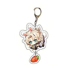 Genshin Impact Albedo Cosplay Acrylic Keychain G Shaped Buckle Accessories Bag Car Pendant Key Ring Game Fans Gift Official Merch