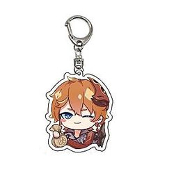 Cute Genshin Impact Tartaglia Anime Acrylic Keychains Accessories Car Bag Pendant Key Ring Cosplay Gifts Official Merch