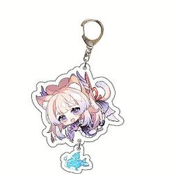 Cute Genshin Impact Sangonomiya Kokomi Cosplay Acrylic Keychain G Shaped Buckle Accessories Bag Car Pendant Key Ring Game Fans Gift Official Merch