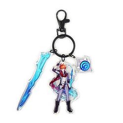 Anime Genshin Impact Tartaglia Cosplay Acrylic Keychain Accessories Pendant Key Ring Game Fans Gift Official Merch