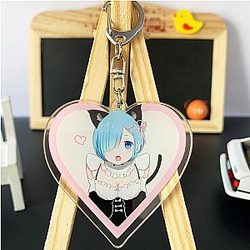 Animated Re: Cartoon Keychain Acrylic Emilia Zero Ram Rem Key Figures Ring AT2302 Official Merch