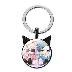 Ear Keychain Animated Yarichin The Photo Club Cat Art Key Chain Crystal Pendant AT2302 Official Merch