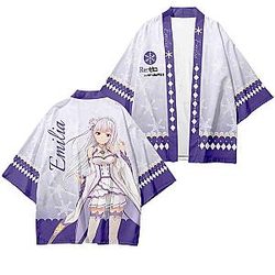 Re: Zero Kimono - 3D Print Rem Cosplay Haori Unisex Japanese Kimono Purple Color