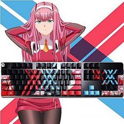 Anime Keyboard - Darling In The Franxx Key Board Zero Two 104 Keycaps PBT Cherry Profile Sublimation Mechanical Keyboard