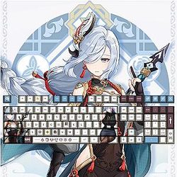 Anime Keyboard - Game Genshin Impact Shenhe 108 Keycaps OEM Height Mechanical Keyboard Accessories