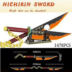 Demon Slayer Nichirin Sword Building Blocks Rengoku Kyoujurou Anime Knife Weapon Bricks Toys AL1707