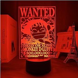 One Piece 3D lamp - WANTED LUFFY Led Anime Lamp OTAKU0705
