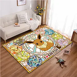 Japanese Anime Pokemon Pikachu Eevee Large Area Rug 3D Carpet Home for Living Room Kids Bedroom Sofa Doormat Children Floor Mats