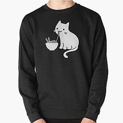 Cute Cat Eating Ramen Pullover Sweatshirt RB2212