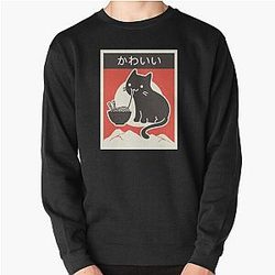 "Kawaii" Vintage Style Japenese Ramen Cat Pullover Sweatshirt RB2212