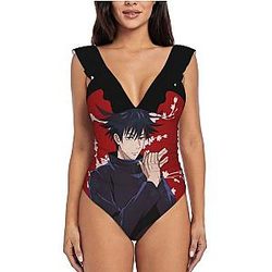 Jujutsu Kaisen Swimsuits - Megumi Fushiguro Anime Two Ruffle One-piece Swimsuit