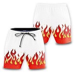 Demon Slayer Swimsuits - Kyojuro Fire Beach Shorts FDM3107