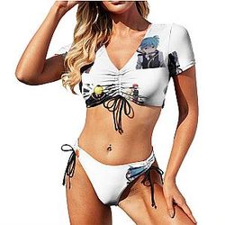 Assassination Classroom Swimsuit - Assassination Classroom Printed Bow Teenager Swimwear 2 Piece Bathing Suit Bikini