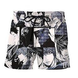 Death Note Swimsuits - Anime Death Note 3D Print Unisex Beach Shorts Casual Streetwear Harajuku Style Shorts