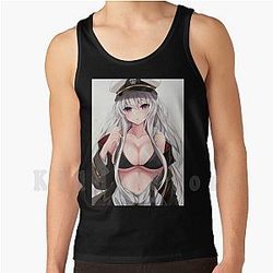 Ahegao Swimsuits - Ahegao Azur Lane Printed Design Black Tank Tops For Men Summer Wear