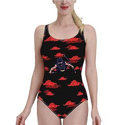 Akatsuki Swimsuits - Akatsuki Japanese Anime Style Swimsuit Red Cloud Ninja Design Beach Funny Swimwear