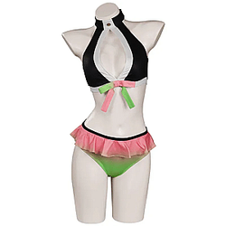 Demon Slayer Swimsuits - Kanroji Mitsuri Cosplay Swimsuit Bikini Cover Up Beach Bathing Two-Piece Swimwear