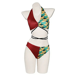 Demon Slayer Swimsuits - Tomioka Giyuu Cosplay Swimsuit Bikini Cover Up Beach Bathing Two-Piece Swimwear