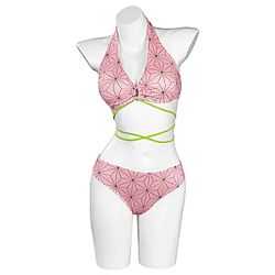 Demon Slayer Swimsuits - Kamado Nezuko Cosplay Swimsuit Bikini Cover Up Beach Bathing Two-Piece Swimwear