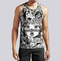 Ahegao Swimsuit - 3D Printed Vests Patterns Anime Ahegao Tank Tops Swimsuit