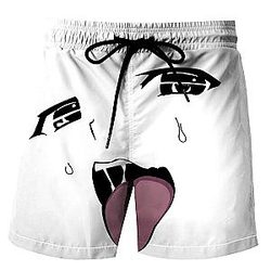 Ahegao Swimsuit - Hot Summer Beachwear Ahegao 3D Printed Shorts Men Funny Fashion Streetwear Quick Dry Shorts Swimsuit