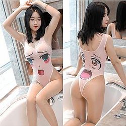 Ahegao Swimsuit - Anime Cute Sexy Bodysuit Pink Costumes Swimsuit Body Suit