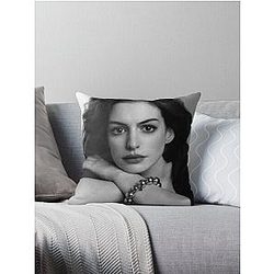 Anne Hathaway Poster Throw Pillow