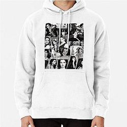 Anne Hathaway Photo Collage Black and White Aesthetics Pullover Hoodie