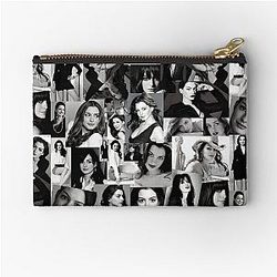 Anne Hathaway Photo Collage - Black White Aesthetics Zipper Pouch